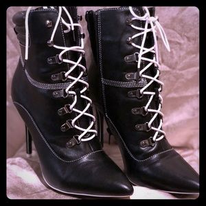 Lace up high heel boot